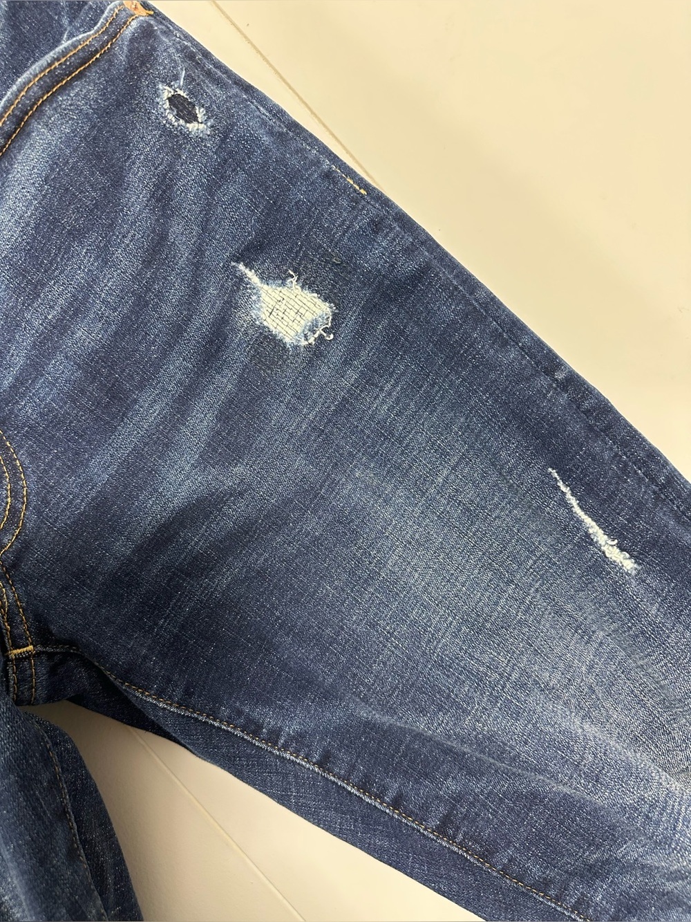 American Eagle Mens Sz 29x32 Destroyed Airflex Slim Denim Blue Jeans Stretch - Picture 5 of 15